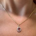 Dije Turmalina rosada y Moissanitas